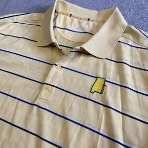 PGA Golf Polo Shirt Mens XXL Yellow Striped Future Masters Logo Alabama